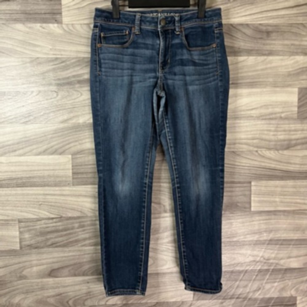 American Eagle Womens 6 Teens Super Skinny Jeans Blue Stretch Dark Wash